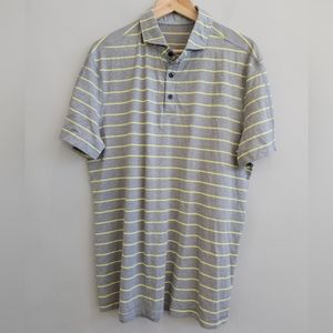 Lululemon Soft Stretch Performance Striped Golf Polo Shirt Gray Men's Size Large